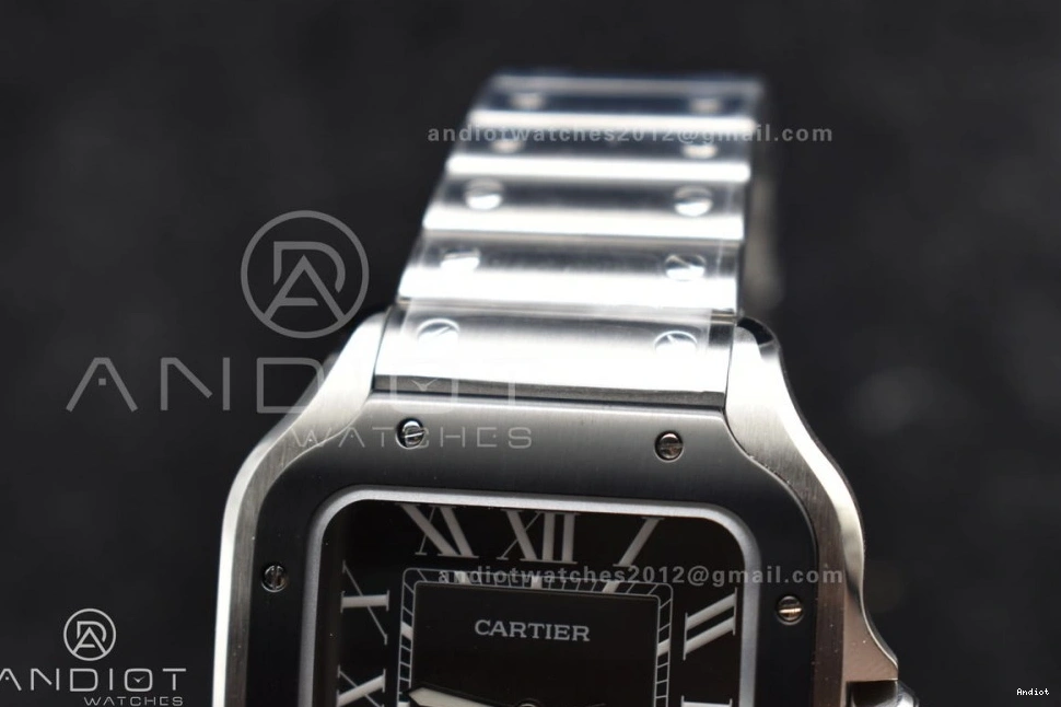 Bezel 9015 BVF Santos de SS 1:1 SS Gray Best Dial Edition Bracelet 40mm Black MIYOTA Cartier on 0303